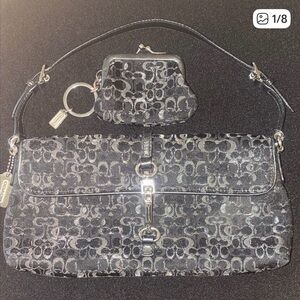 Coach Black and Silver Signature Shoulder Bag Set